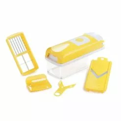 Geniu Mandoline Brandneu Obstschneider Zwiebelschneider Multischneider Gemüseschneider Nicer Dicer ???? A336 ❤️ (5 Teile) Smart Gelb;