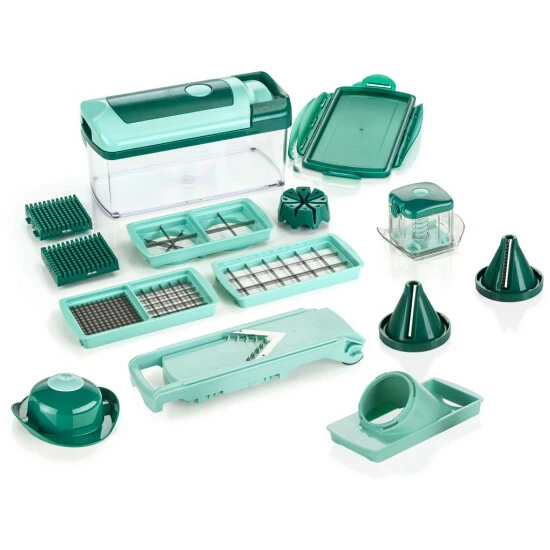 Genius Nicer Dicer Gemüseschneider Spiralschneider ???? Küchengerät Fusion Julietti (16 Teile) Smaragdgrün; 3 Genius Nicer Dicer Gemüseschneider Spiralschneider ???? Küchengerät Fusion Julietti (16 Teile) Smaragdgrün;