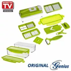 ???? | Geniu Gemüseschneider Obst- Hobeln Schälen Achteln Würfeln Nicer Dicer Alles-Schneider 14 Teile Smart