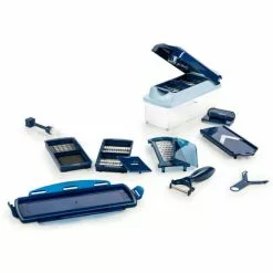 ???? Geniu ???? Nicer Dicer Plu Pommesschneider Obstschneider Zwiebelschneider A33832 (14 Teile) Saphirblau;