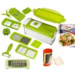 Nicer Dicer Plu Geniu Streureibe Gemüseschneider ???? 15-Tlg. Grün Orange