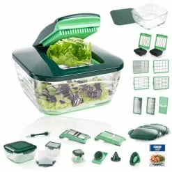 ???? Geniu ???? Obst Gemüse-&Amp; Allesschneider Aktion A27062 Nicer Dicer Chef Deluxe (34 Teile) Schneider Smaragdgrün;