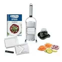 | Geniu ???? Set Nicer Dicer Schneidguthalter Gemüseschneider Gemüsehobel 7-Tlg 3 Einsätzen Speed