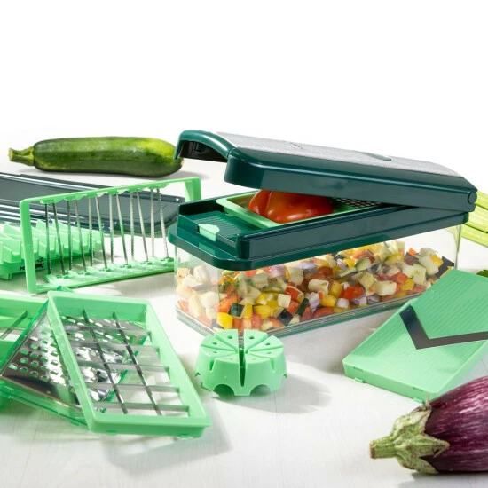 Geniu Set Gemüseschneider Reibe Tomatenschneider Nicer Dicer Hobel Würfelschneider 8 Einsätzen 32-Tlg Exclusive 4 Geniu Set Gemüseschneider Reibe Tomatenschneider Nicer Dicer Hobel Würfelschneider 8 Einsätzen 32-Tlg Exclusive – Bild 2