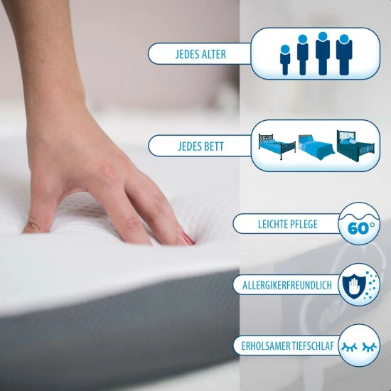 Geniu ???? Matratze Boxspringbett Topper Matratzentopper Eazzzy ???? A19246 Gelschaum; Kaltschaum 160X200 Cm Orthopädischer 5 Geniu ???? Matratze Boxspringbett Topper Matratzentopper Eazzzy ???? A19246 Gelschaum; Kaltschaum 160X200 Cm Orthopädischer – Bild 3