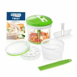 ???? ???? Geniu Set Sieb Salatschleuder Nicer Dicer Twist Gemüseschneider A29187 1000Ml; 9-Tlg Manuell Seilzug,