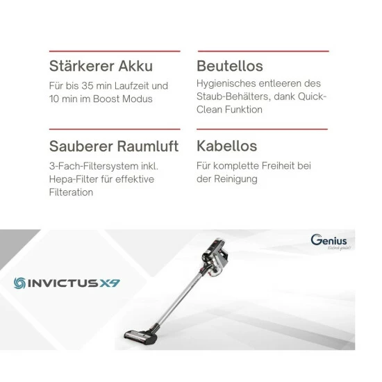 Ladesta Geniu Budget Set Motor, Akkusauger Akku-Staubsauger Invictu X9 Hochleistungs-Bldc 23-Teilig 5 Ladesta Geniu Budget Set Motor, Akkusauger Akku-Staubsauger Invictu X9 Hochleistungs-Bldc 23-Teilig – Bild 3